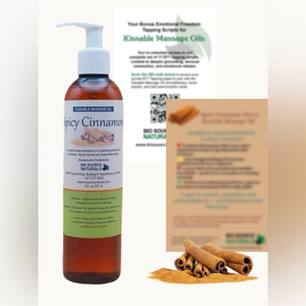 Spicy Cinnamon Kissable Massage Oil + Romantic Ritual Card & EFT Scripts